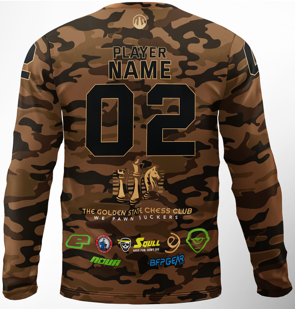 GOLDEN STATE CHESS CLUB TAN CAMO STRIKER (PRACTICE) JERSEY