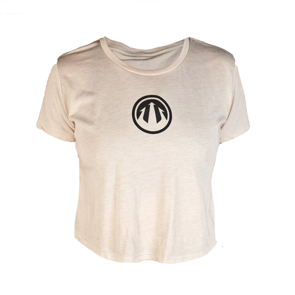 Women's Beige Flowy Crop Tee