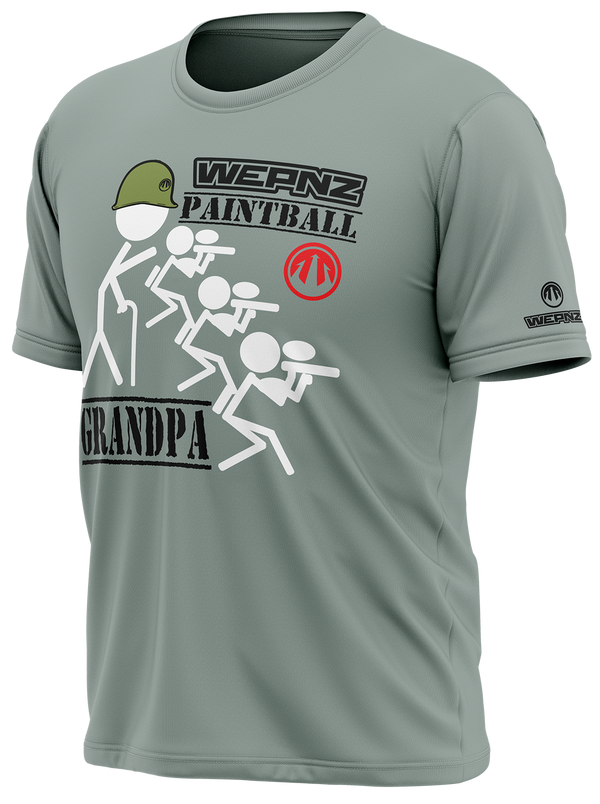 Paintball Grandpa Green Tech Shirt